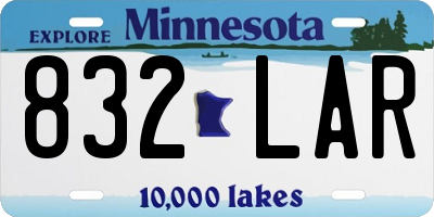 MN license plate 832LAR