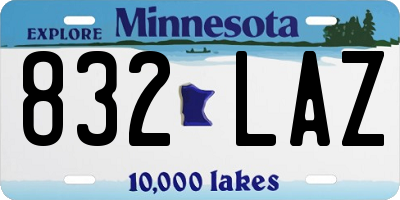MN license plate 832LAZ
