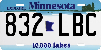 MN license plate 832LBC