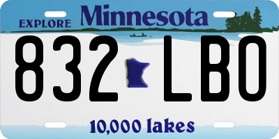 MN license plate 832LBO
