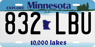 MN license plate 832LBU