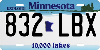 MN license plate 832LBX