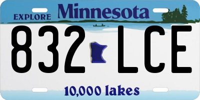 MN license plate 832LCE