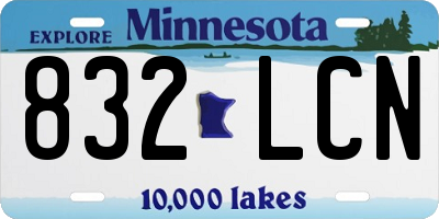 MN license plate 832LCN
