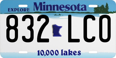 MN license plate 832LCO