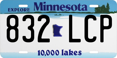MN license plate 832LCP