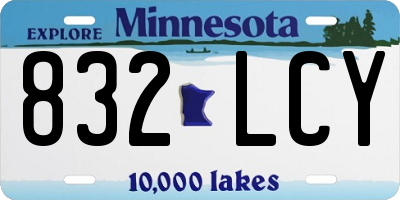 MN license plate 832LCY