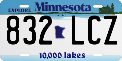MN license plate 832LCZ