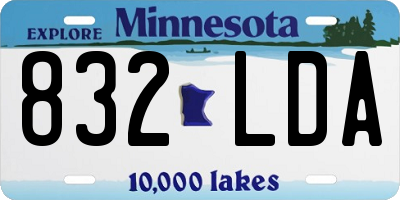 MN license plate 832LDA