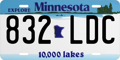 MN license plate 832LDC