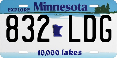 MN license plate 832LDG