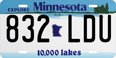 MN license plate 832LDU