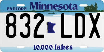 MN license plate 832LDX