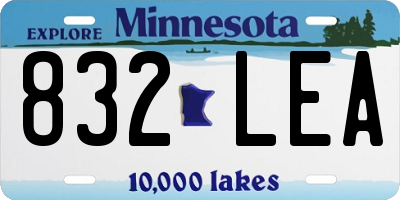 MN license plate 832LEA