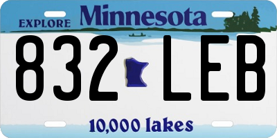 MN license plate 832LEB