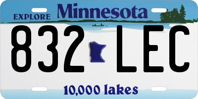 MN license plate 832LEC