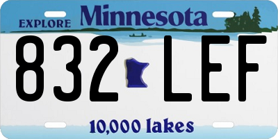MN license plate 832LEF