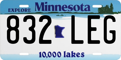 MN license plate 832LEG