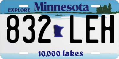 MN license plate 832LEH