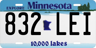 MN license plate 832LEI