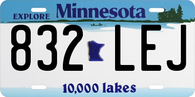 MN license plate 832LEJ