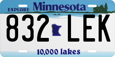 MN license plate 832LEK