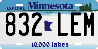 MN license plate 832LEM