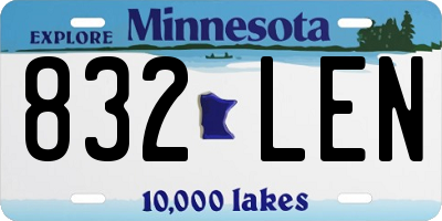 MN license plate 832LEN