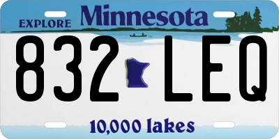MN license plate 832LEQ