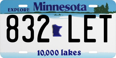 MN license plate 832LET