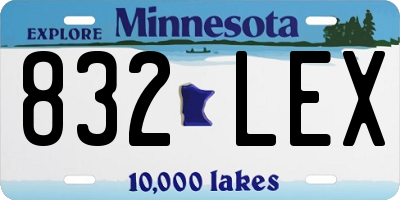 MN license plate 832LEX