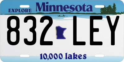 MN license plate 832LEY