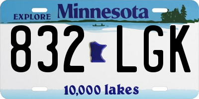 MN license plate 832LGK