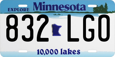 MN license plate 832LGO