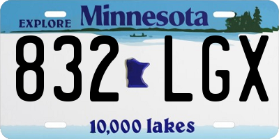 MN license plate 832LGX