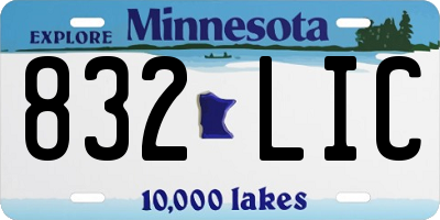 MN license plate 832LIC