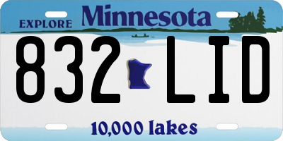 MN license plate 832LID
