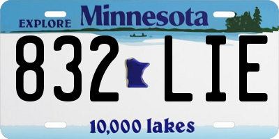 MN license plate 832LIE