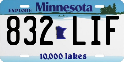 MN license plate 832LIF