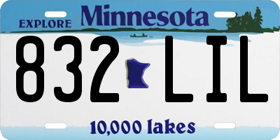 MN license plate 832LIL