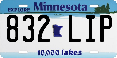 MN license plate 832LIP