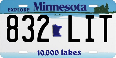 MN license plate 832LIT