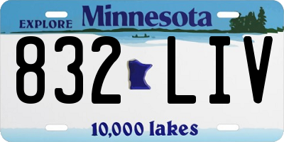 MN license plate 832LIV