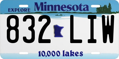 MN license plate 832LIW