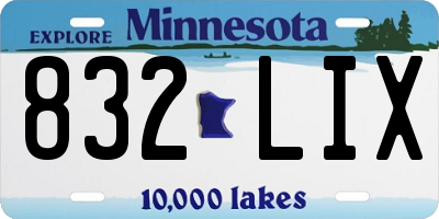 MN license plate 832LIX