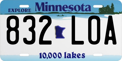 MN license plate 832LOA