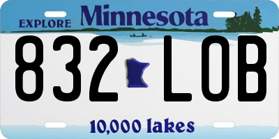 MN license plate 832LOB