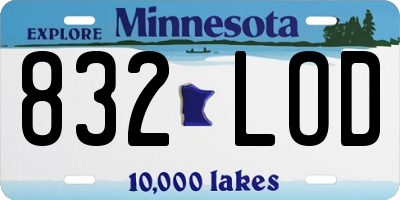 MN license plate 832LOD