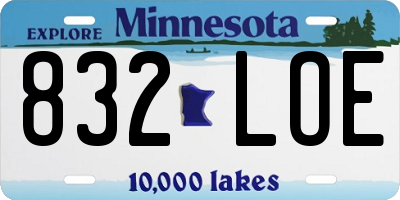MN license plate 832LOE