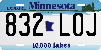MN license plate 832LOJ